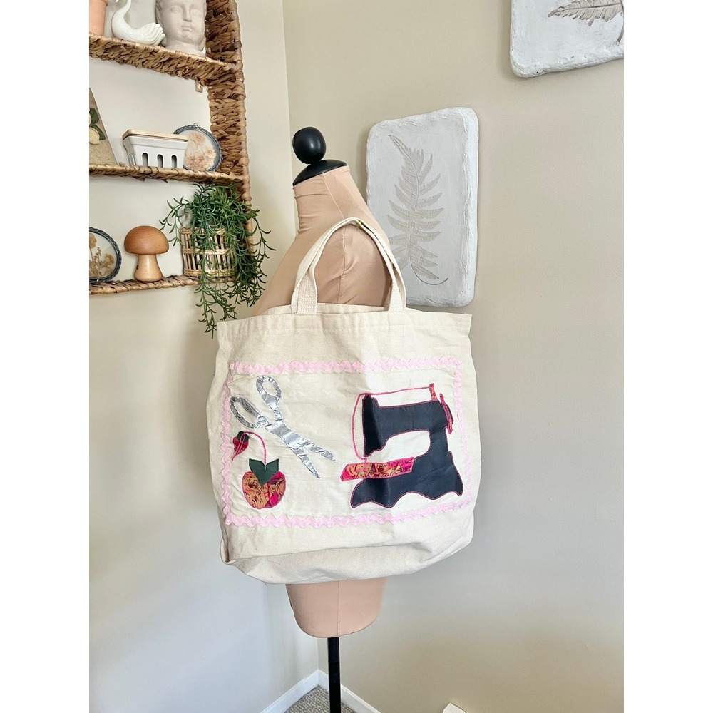 Vintage Upcycled Sewing Tote Bag